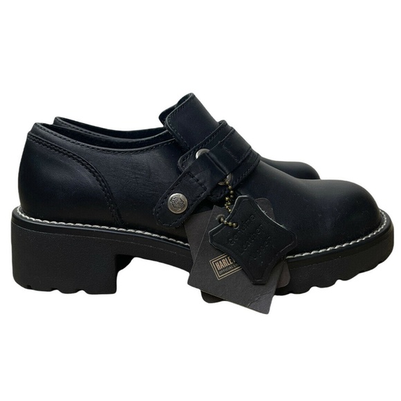 Harley Davidson 83002 Womens Black Leather Oxford Mary Janes Size: 7 - 8.5 VTG. - Picture 2 of 8